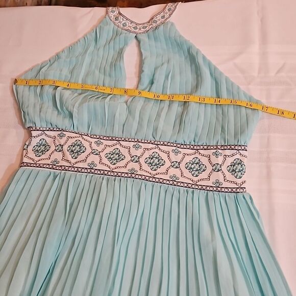 Boutique Style Aqua Halter Maxi dress size XL - Picture 10 of 12